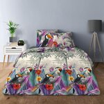 Home collection Parure housse de couette 100% coton 57fils toucan. Coloris disponibles : Rouge
