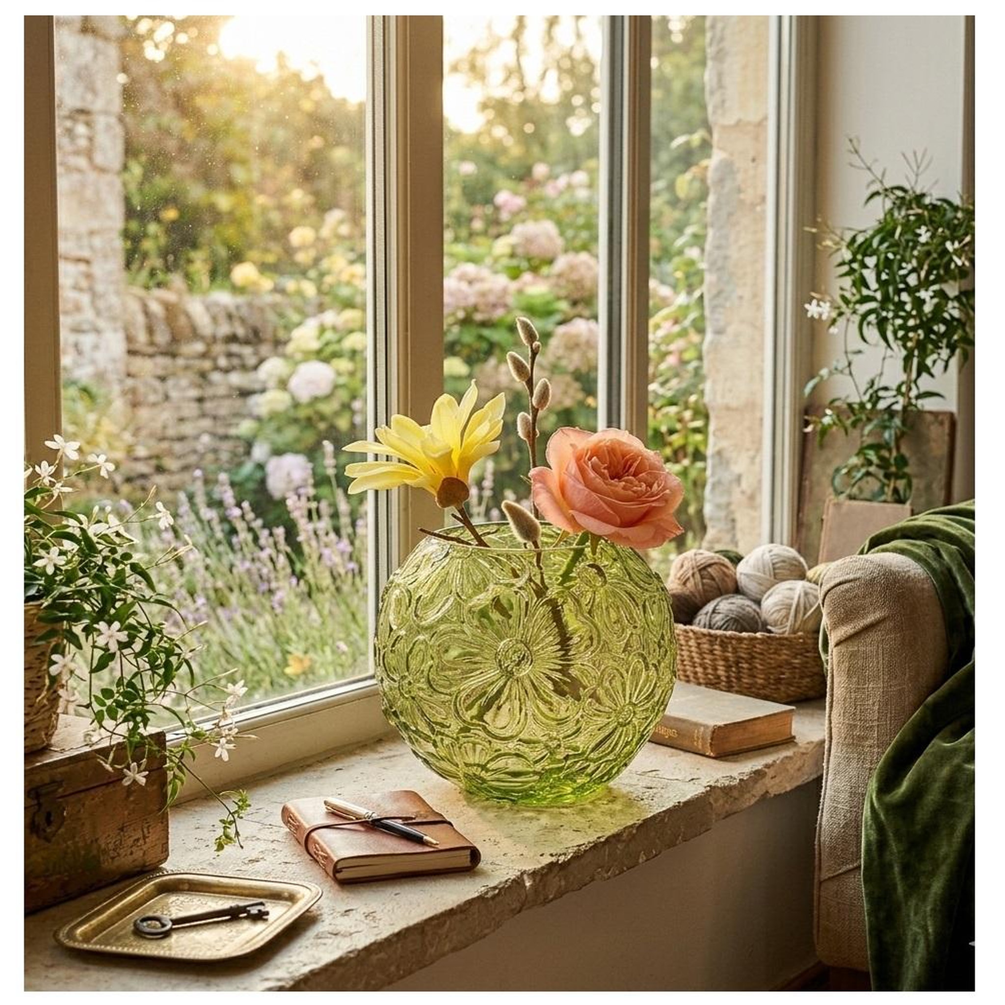 Voir la diapositive 2 : Eden Vase rond en verre transparent fleurs