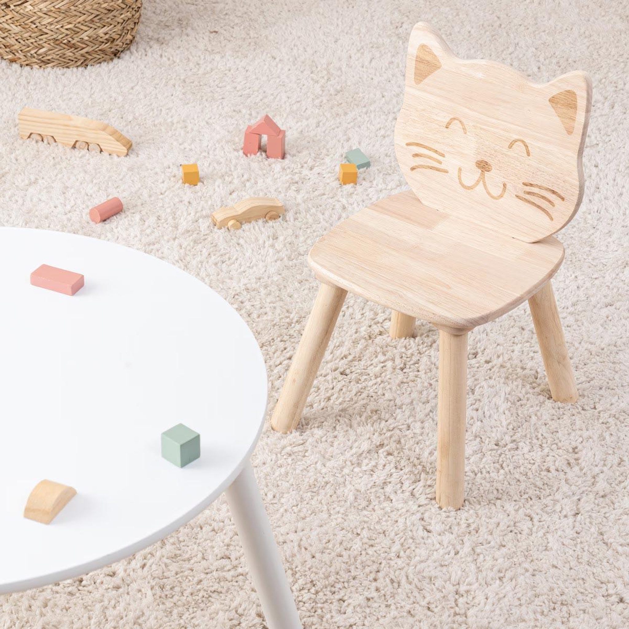 Voir la diapositive 3 : Atmosphera Kids Chaise enfant chat  pia  50cm naturel