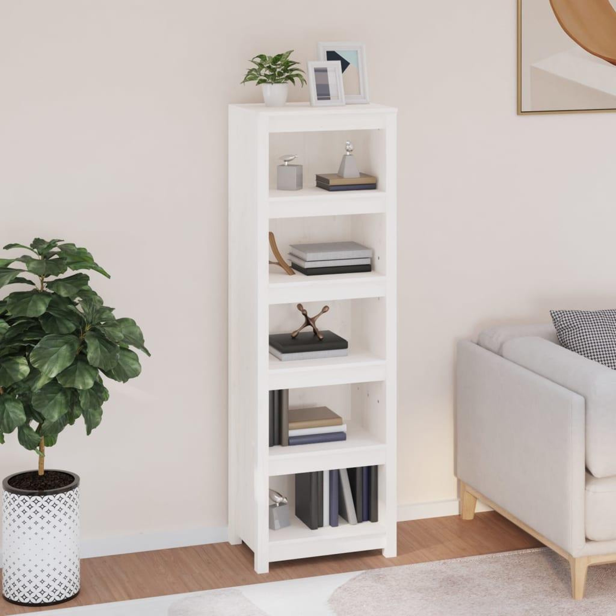 Voir la diapositive 1 : VIDAXL Bibliotheque Blanc 50x35x154 cm Bois de pin massif