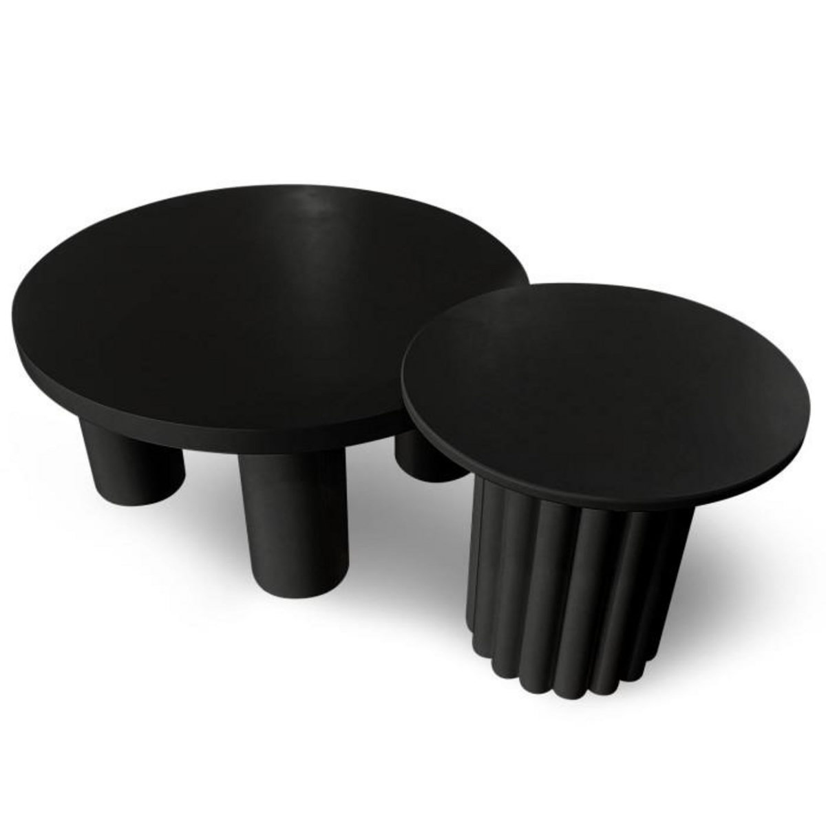 Paris Prix Lot de 2 Tables Basses Rondes  Ericka  80cm Noir