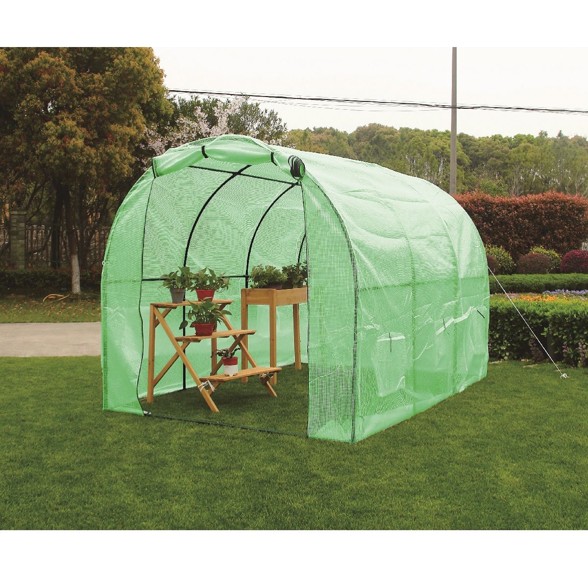 GARDENSTAR Serre métal tunnel 3x2x2m bâche 140g/m2
