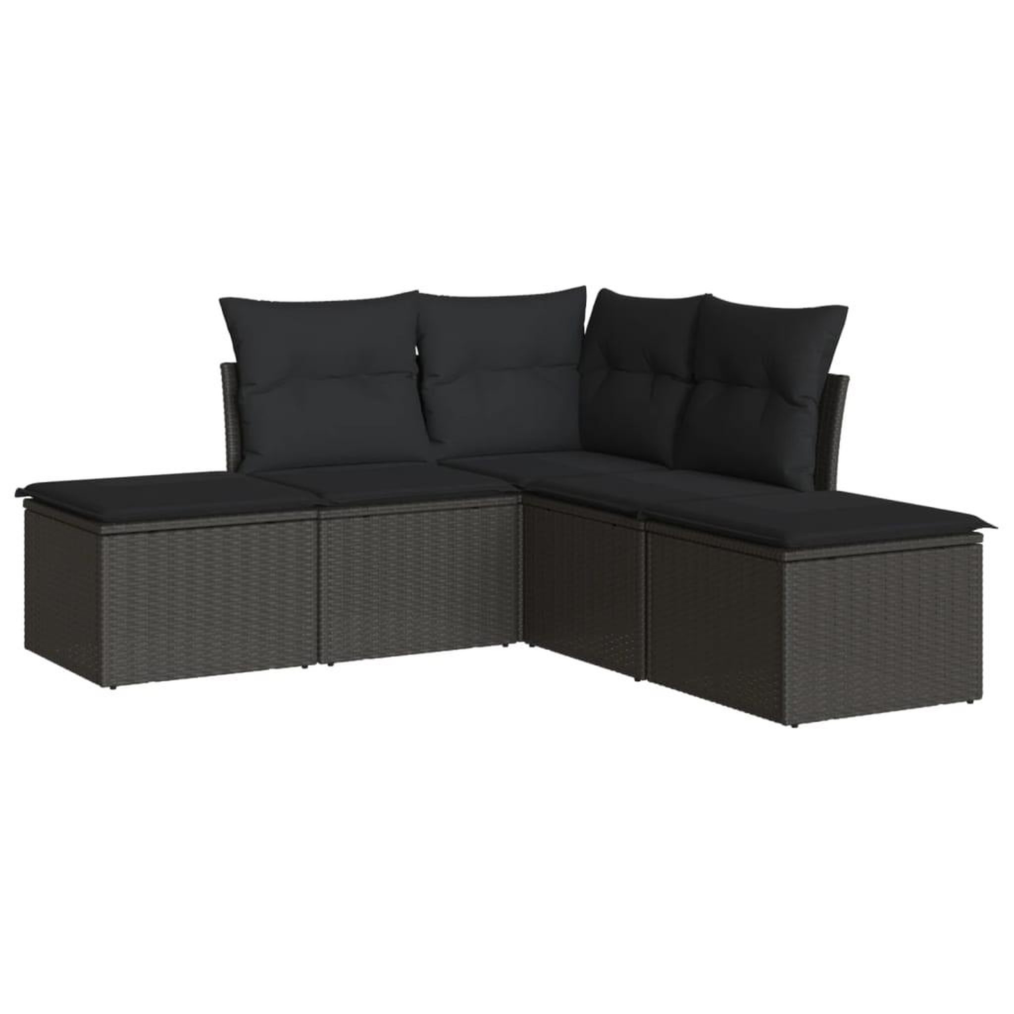Voir la diapositive 2 : VIDAXL Salon de jardin 5 pcs avec coussins noir resine tressee