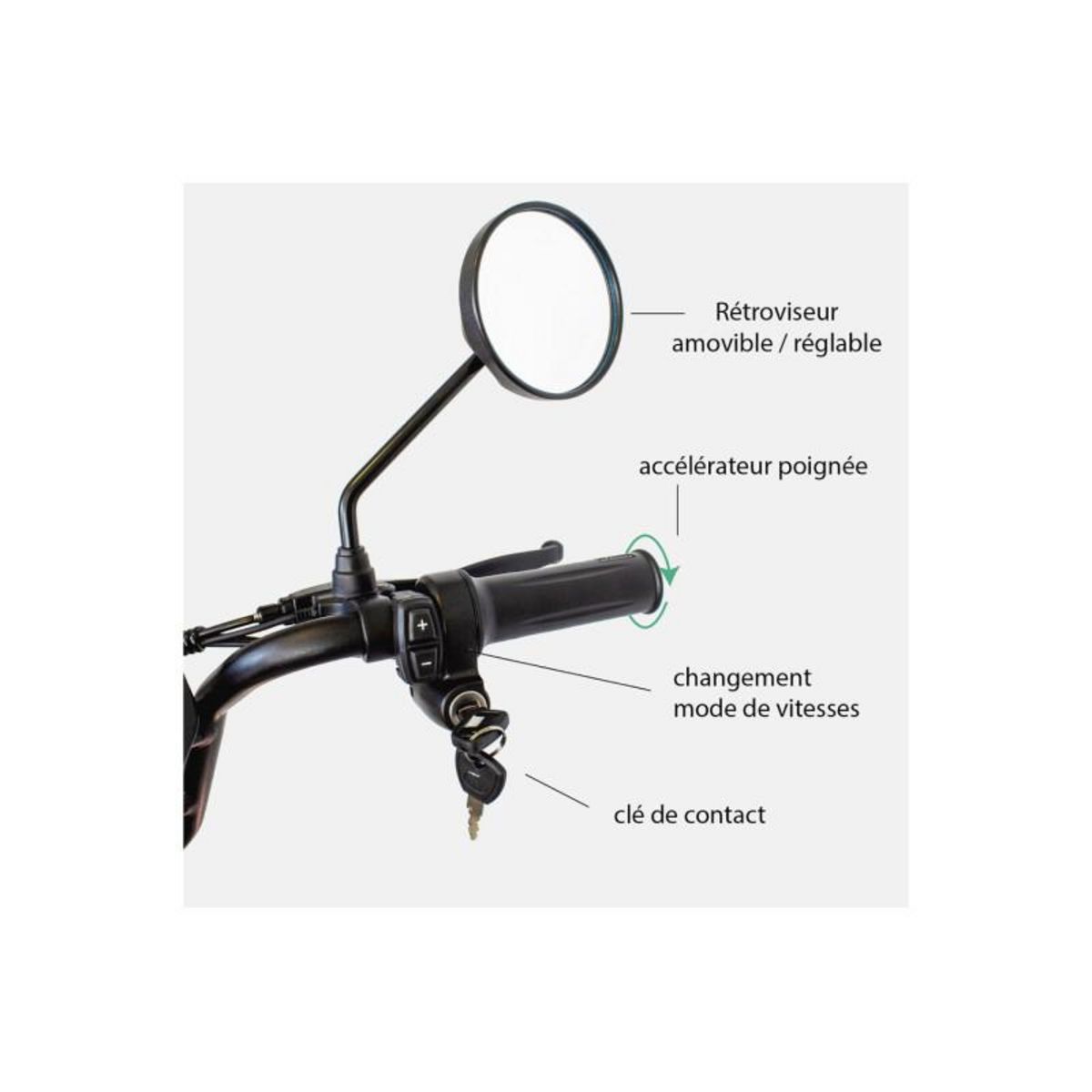 WISPEED Draisienne électrique Wispeed Cyclomobile léger homologué route 20 36V14Ah KAKI