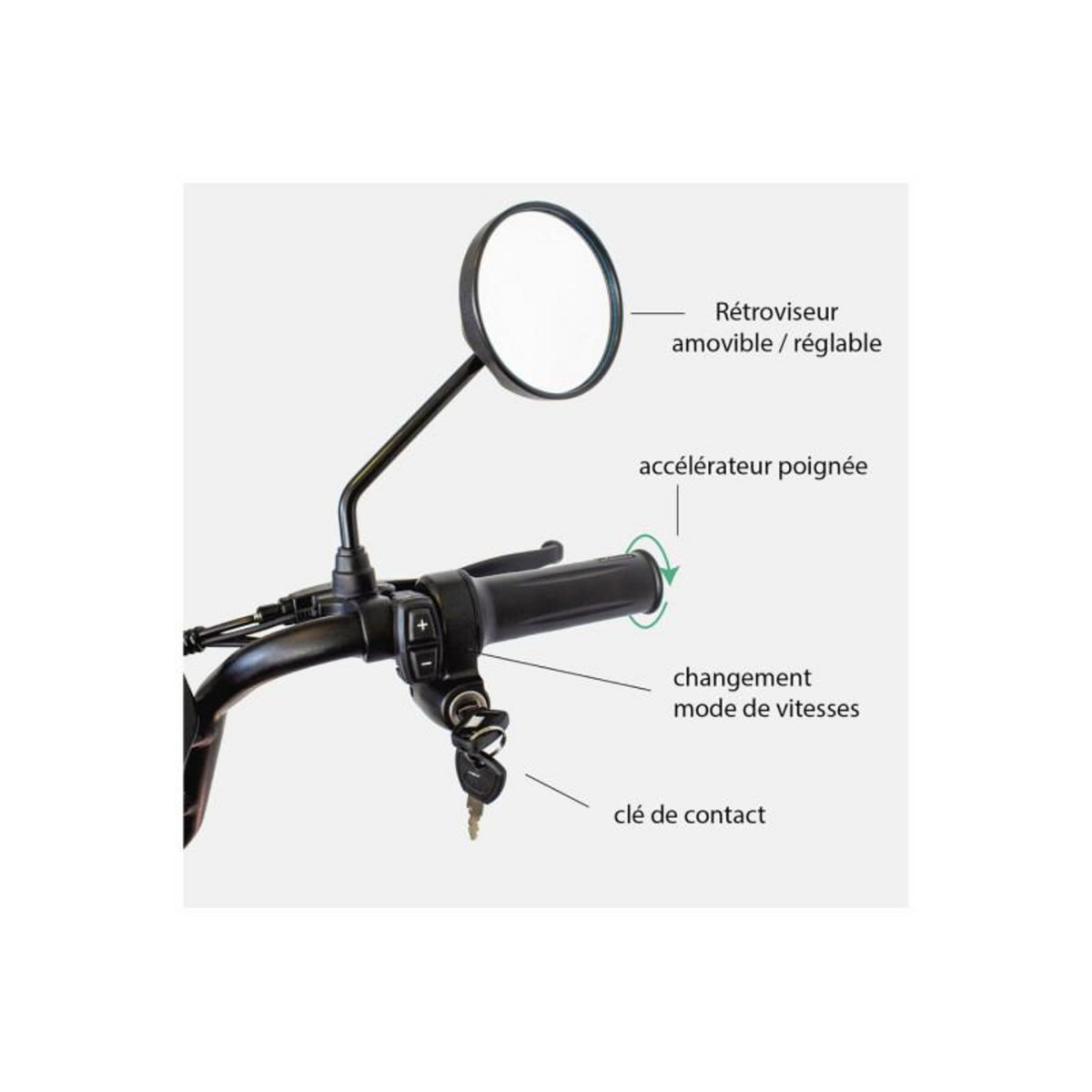 WISPEED Draisienne électrique Wispeed Cyclomobile léger homologué route 20 36V14Ah KAKI