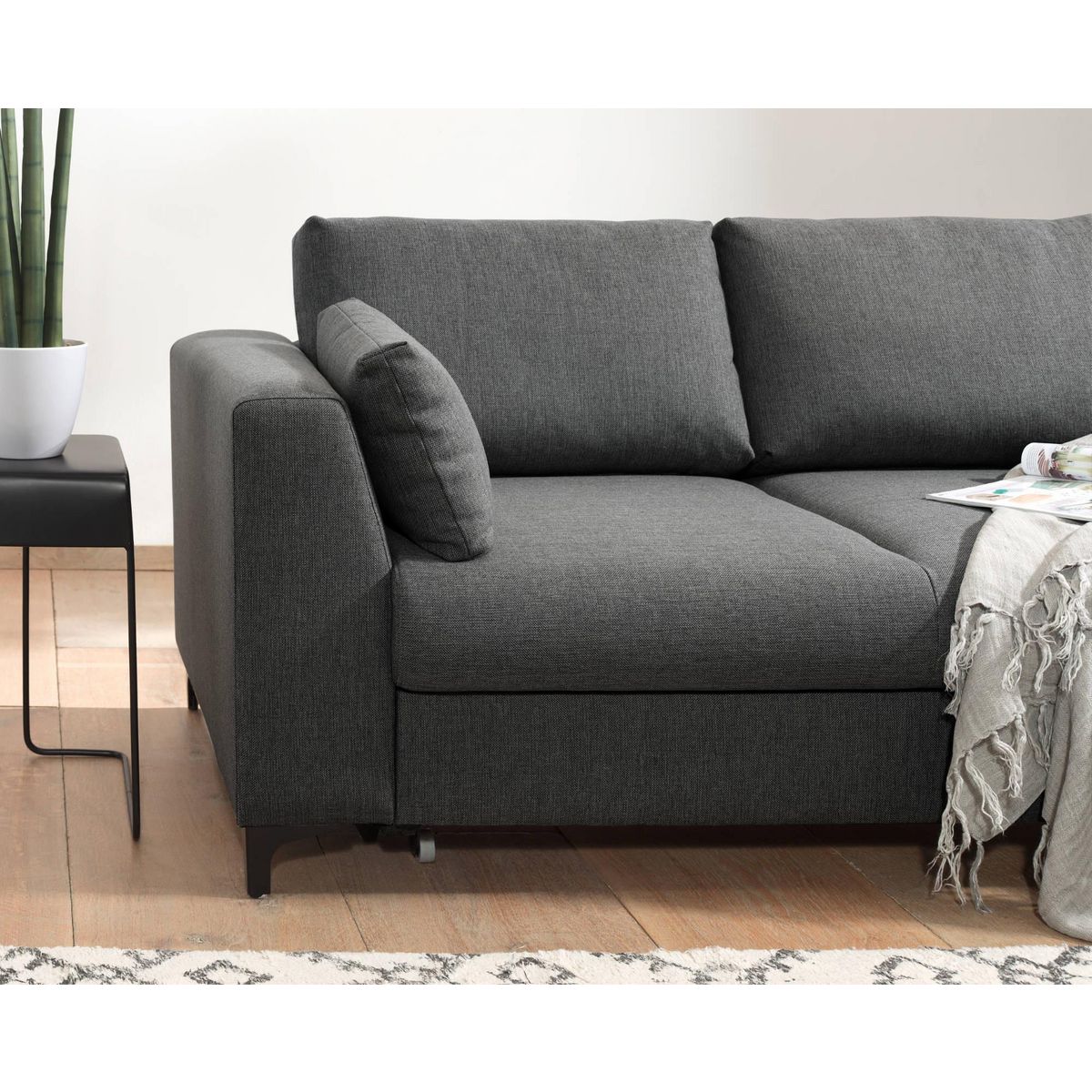 LISA DESIGN Tala - canapé d'angle droit - convertible avec coffre - 4 places - en tissu