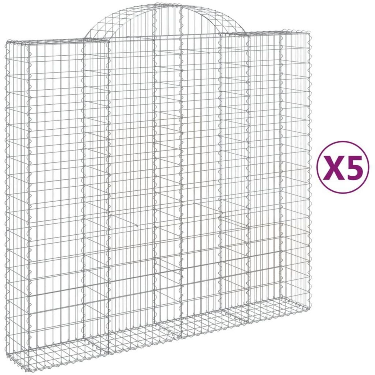 VIDAXL Paniers a gabions arques 5 pcs 200x50x180/200 cm Fer galvanise