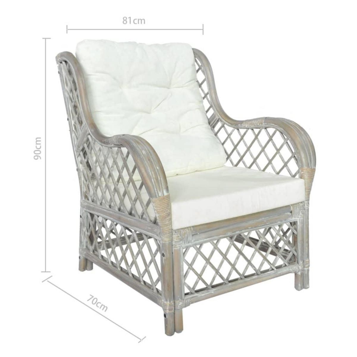 VIDAXL Canape avec coussin Gris Rotin naturel et lin