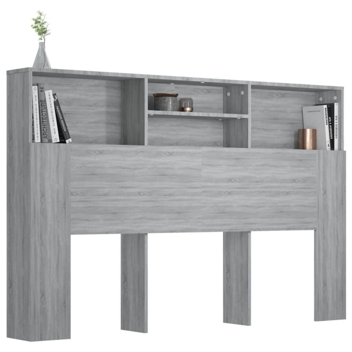 VIDAXL Armoire de tete de lit Sonoma gris 160x19x103,5 cm