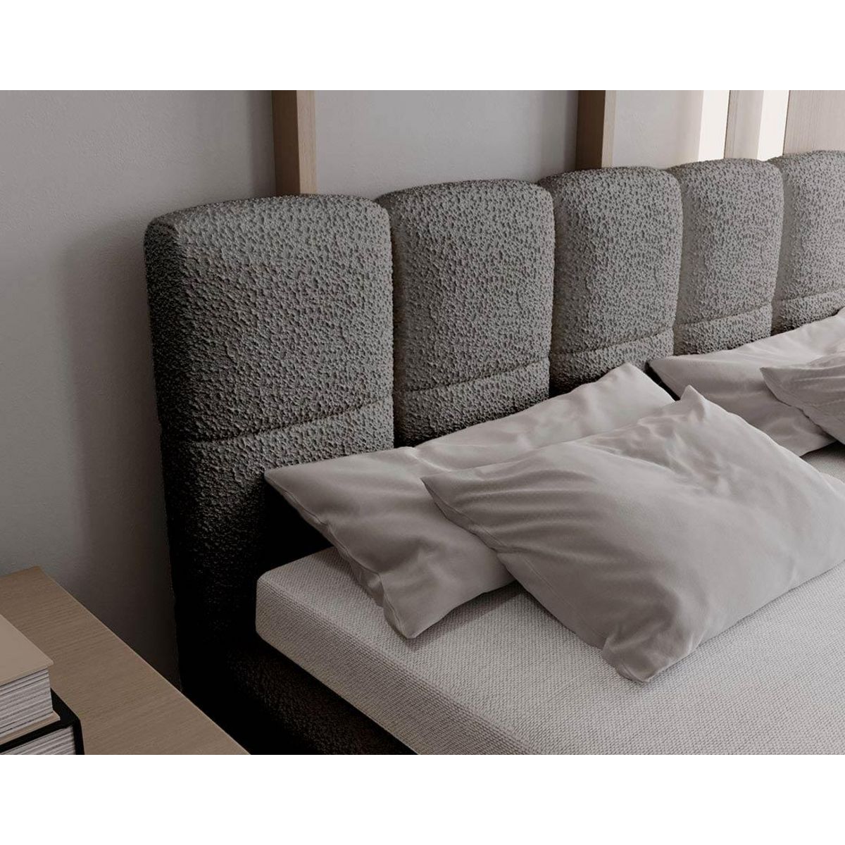 BEST MOBILIER Paulito - lit coffre - 160x200 cm - sommier inclus - en tissu bouclette