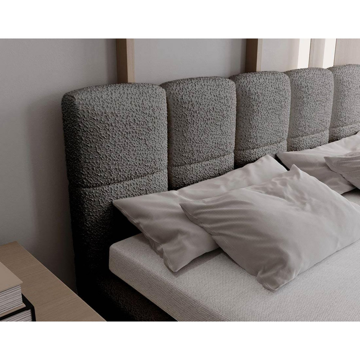 BEST MOBILIER Paulito - lit coffre - 160x200 cm - sommier inclus - en tissu bouclette