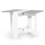 ID MARKET Table console pliable EDI 2-4 personnes blanche plateau effet béton 103 x 76 cm