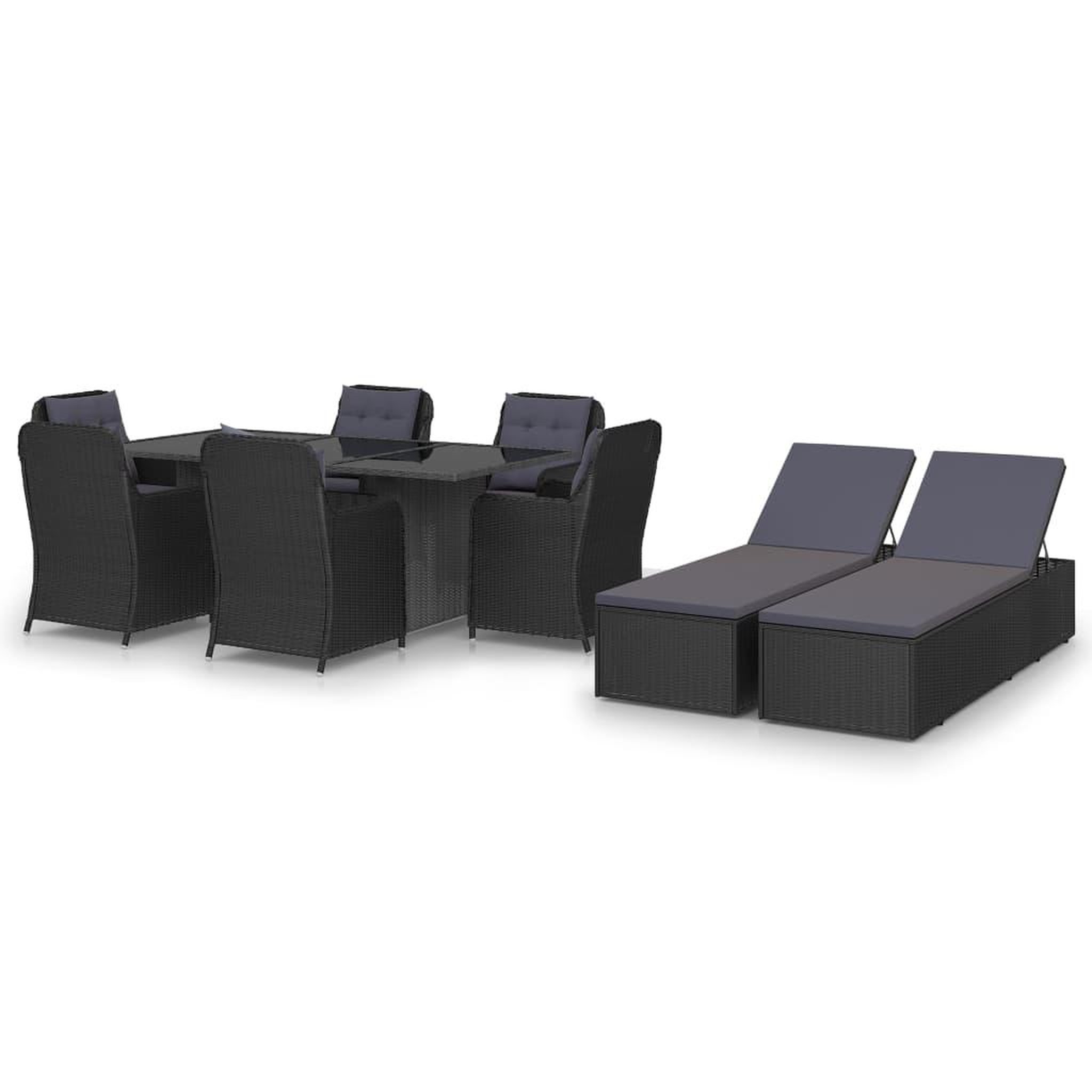 Voir la diapositive 1 : VIDAXL Ensemble a manger de jardin 9 pcs Resine tressee Noir