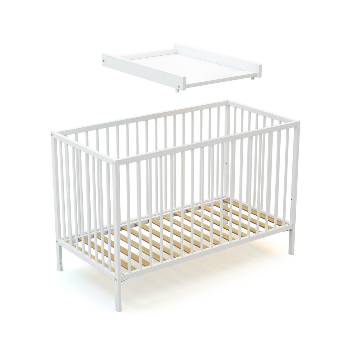 AT4 Plan à langer amovible avec matelas pour lit bébé ESSENTIEL en bois
