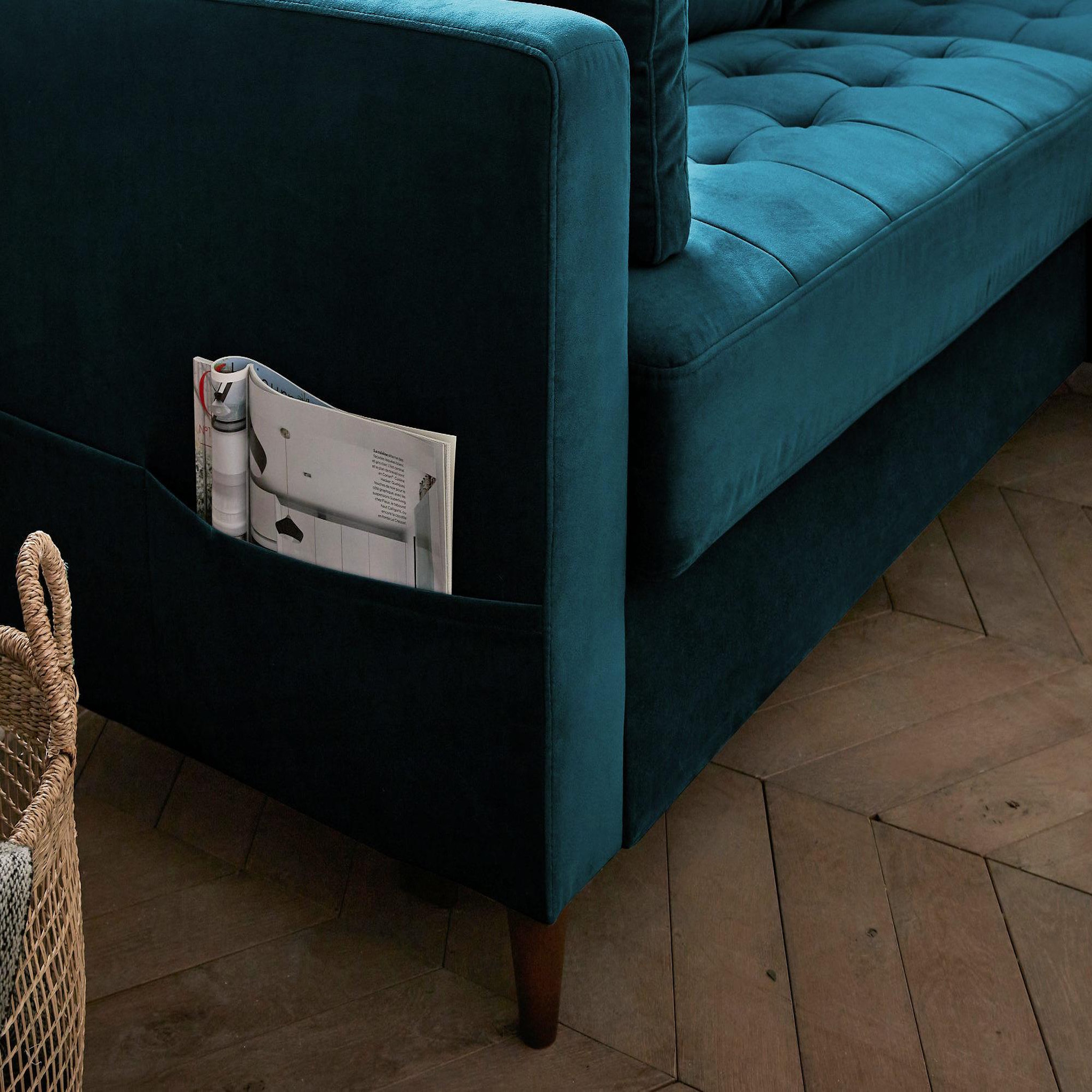 Voir la diapositive 5 : BEST MOBILIER Anna - canapé d'angle droit - 4 places - convertible avec coffre - en velours