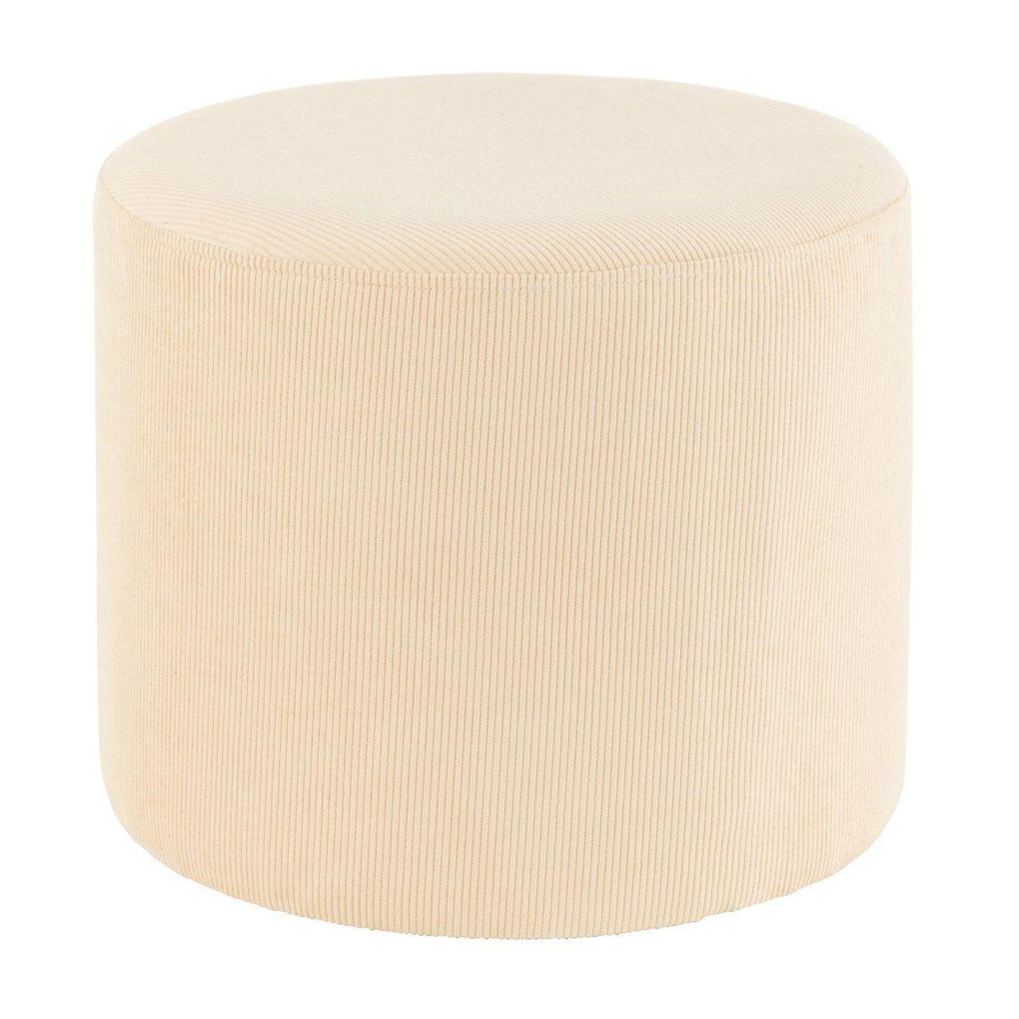 J-LINE Pouf déco en velours  lignes  43cm crème
