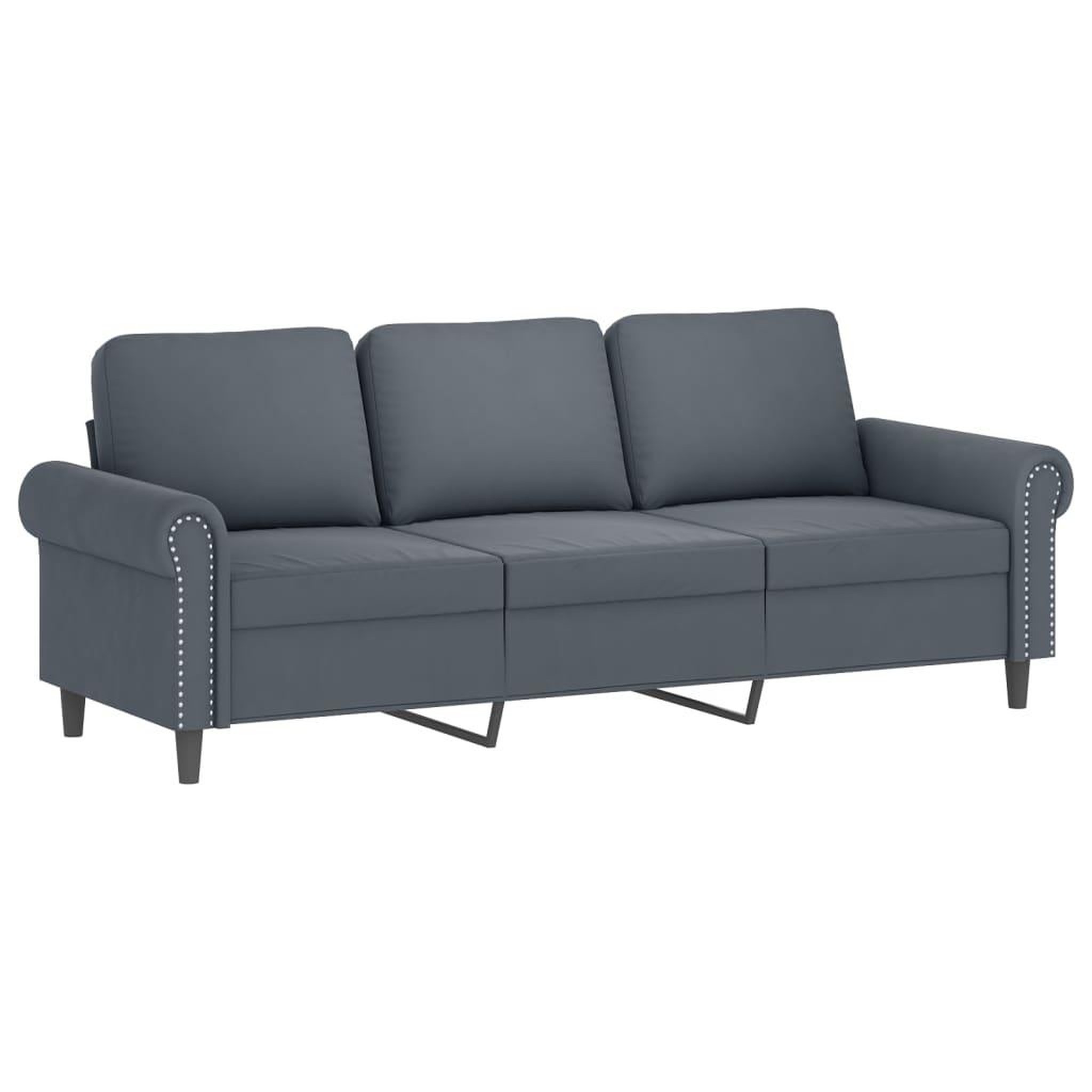 Voir la diapositive 5 : VIDAXL Ensemble de canapes 3 pcs avec coussins Gris fonce Velours