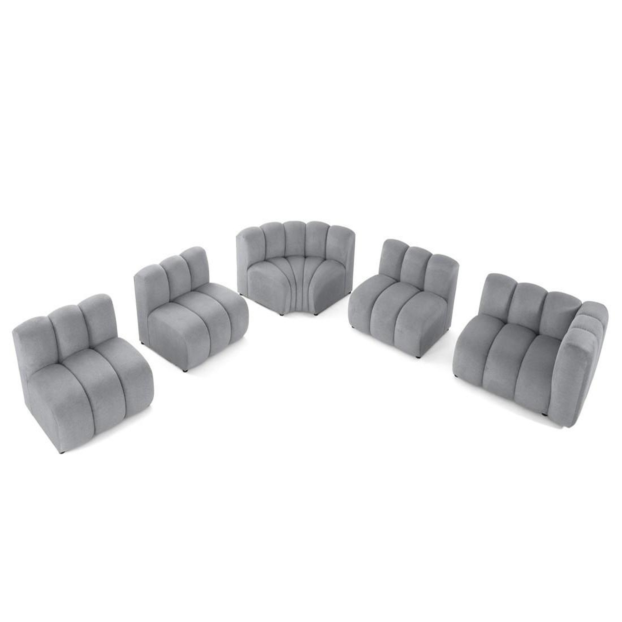Voir la diapositive 2 : LISA DESIGN Debbie - canapé modulable d'angle gauche 5 places en tissu texturé