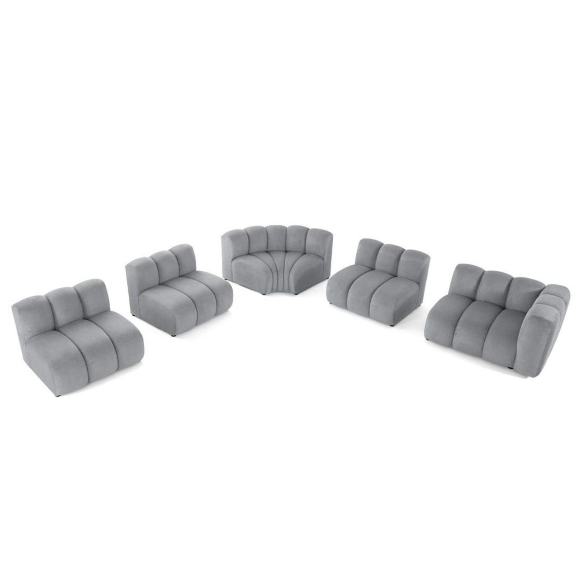 LISA DESIGN Debbie - canapé modulable d'angle gauche 5 places en tissu texturé