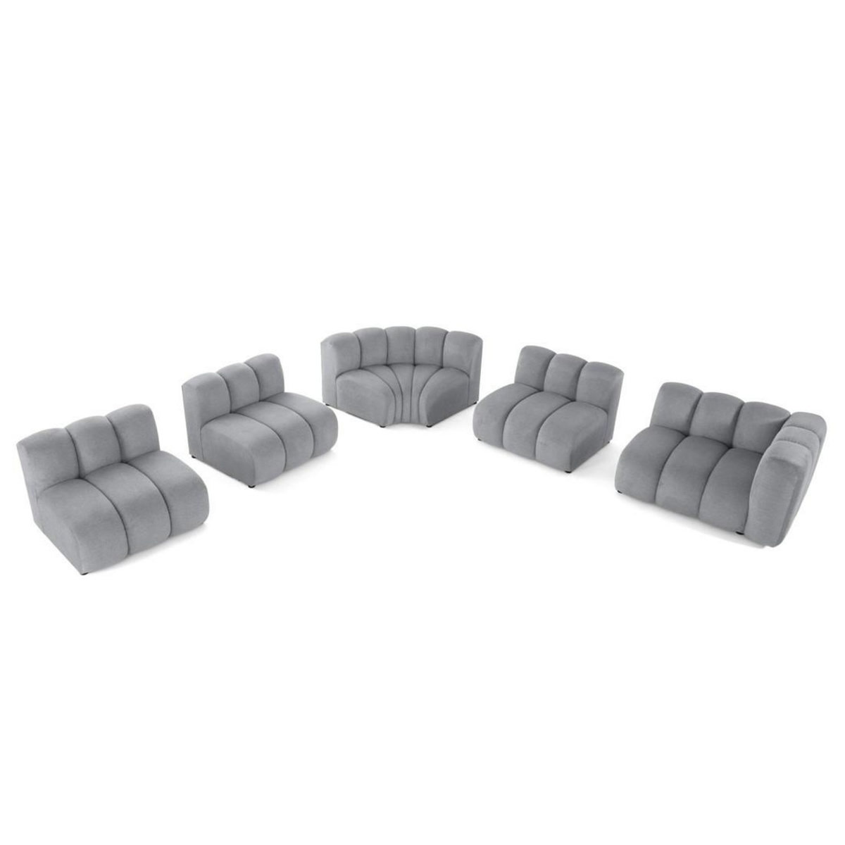 LISA DESIGN Debbie - canapé modulable d'angle gauche 5 places en tissu texturé