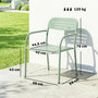 Voir la diapositive 3 : OUTSUNNY Lot de 2 chaises de jardin empilables métal vert d'eau
