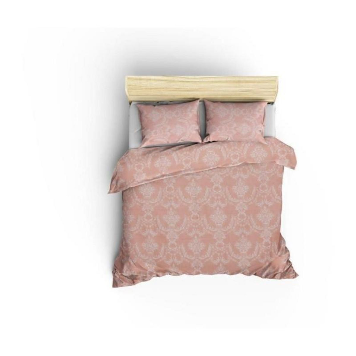 GENERIQUE Parure de lit - 1 housse de couette 220 x 240 cm + 2 taies d'oreiller 60 x 60 cm - 65% coton, 35% polyester - Poudre