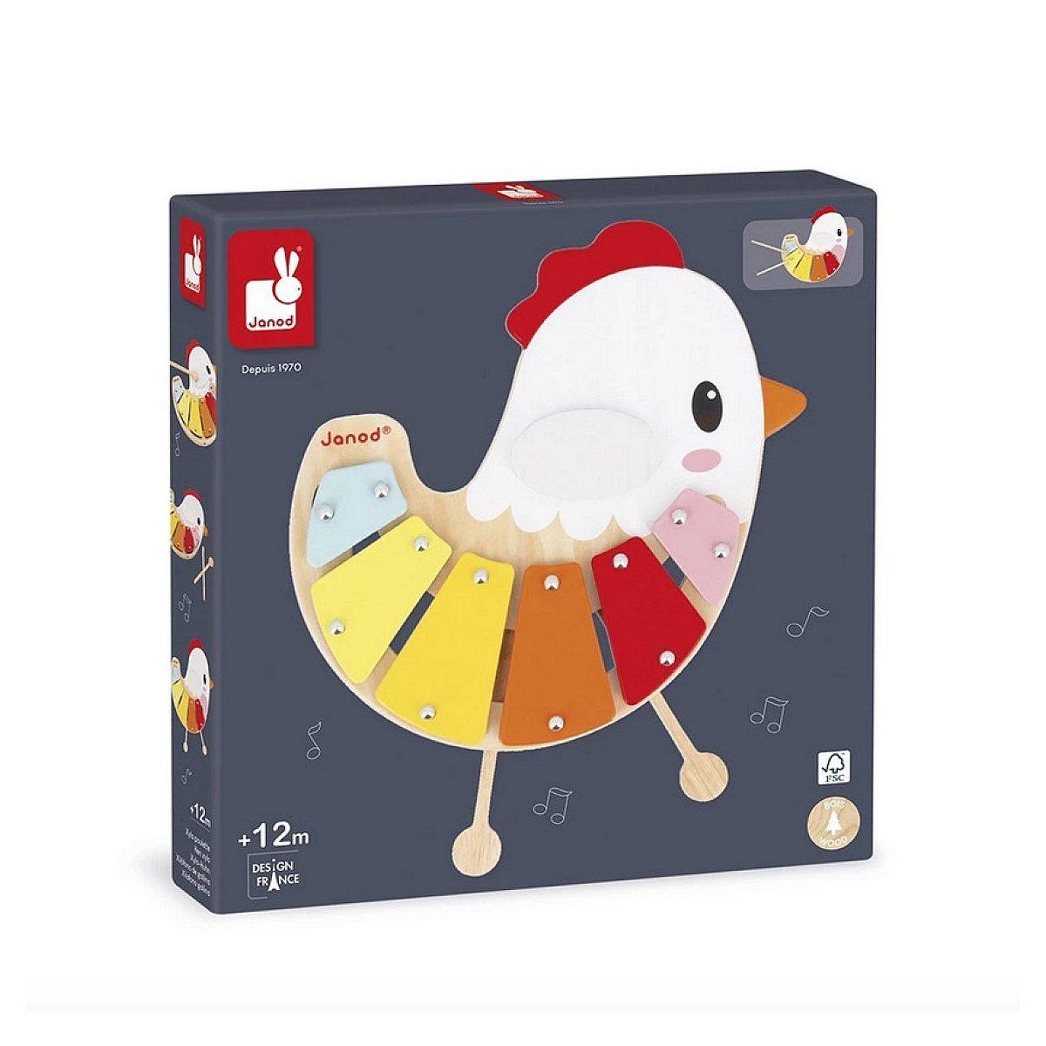 JANOD Xylo poulette en bois - xylophone colore