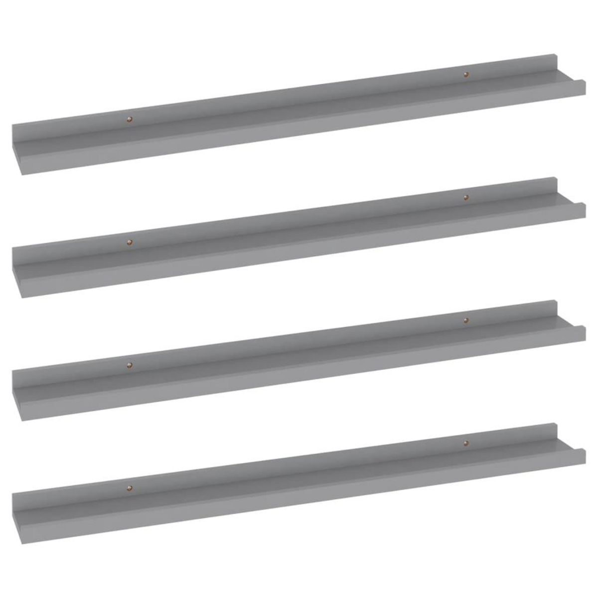 VIDAXL Etageres murales 4 pcs Gris 80x9x3 cm