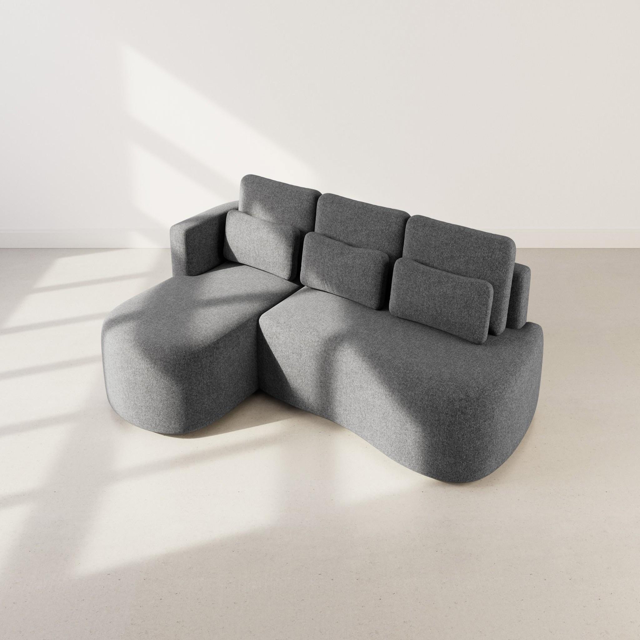 Voir la diapositive 6 : BEST MOBILIER Mahina - canapé d'angle gauche 4 places convertible avec coffre en tissu texturé