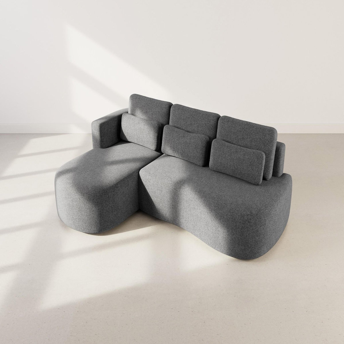 LISA DESIGN Mahina - canapé d'angle gauche 4 places convertible avec coffre en tissu texturé