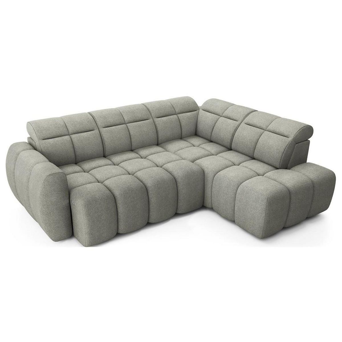 BEST MOBILIER Basile - canapé d'angle droit 4 places assise extensible électrique avec coffre en tissu texturé