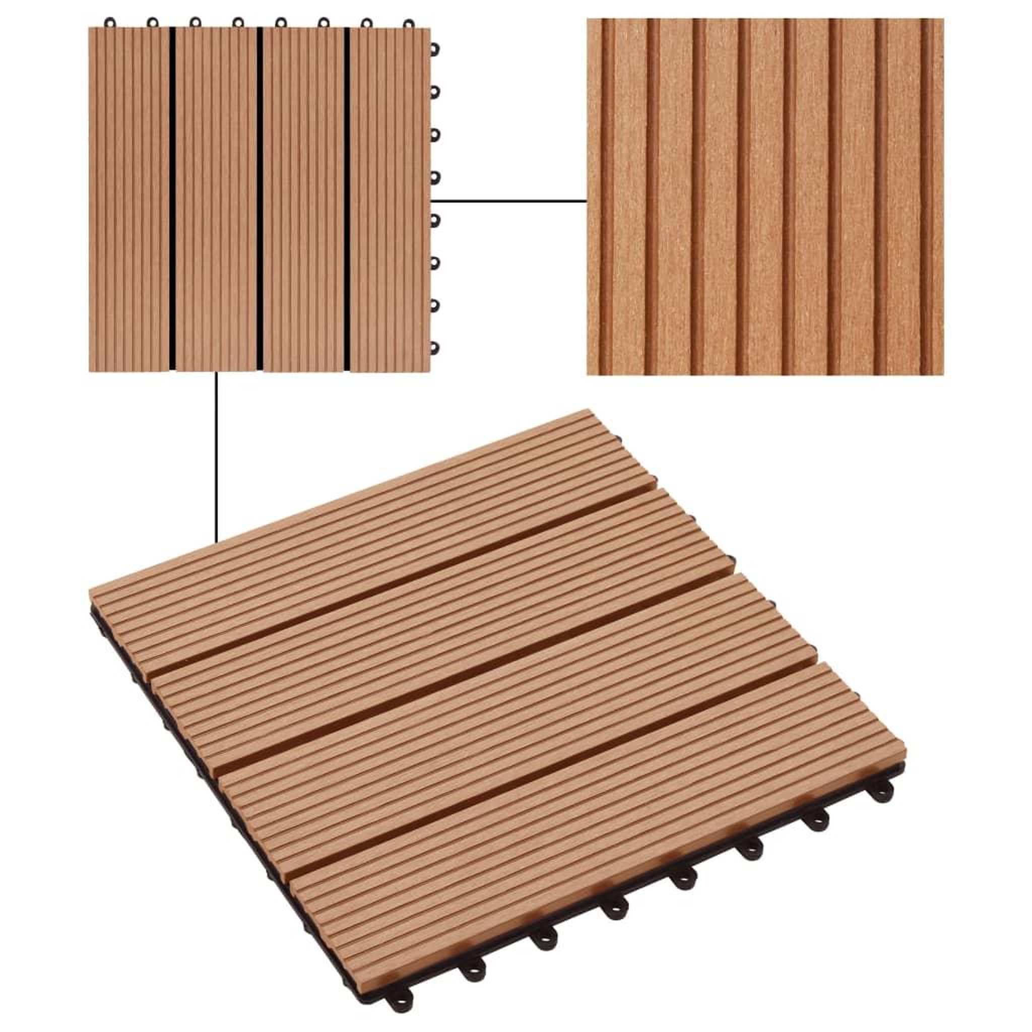 Voir la diapositive 4 : VIDAXL Carreau de terrasse 11 pcs WPC 30 x 30 cm 1 m^2 Couleur Teck