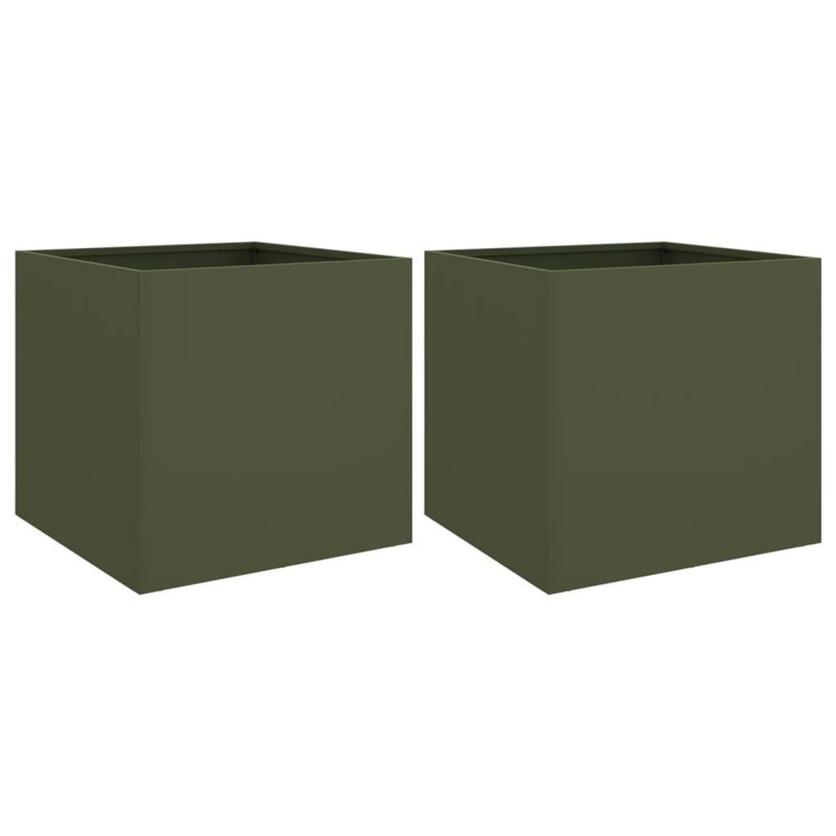 VIDAXL Jardinieres 2 pcs vert olive 49x47x46 cm acier