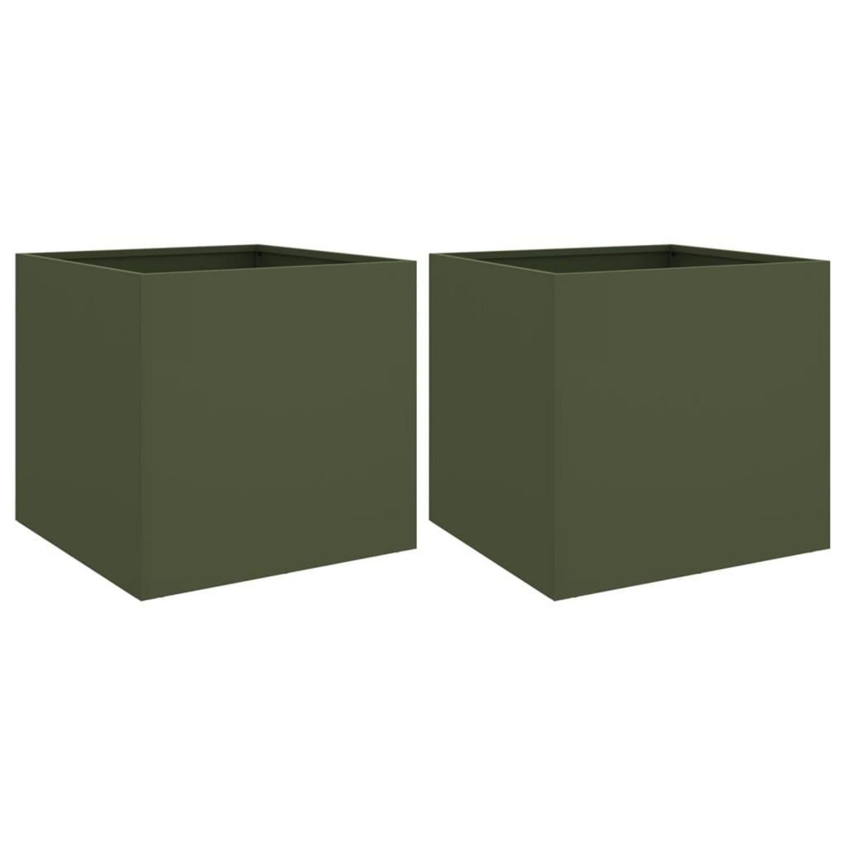 VIDAXL Jardinieres 2 pcs vert olive 49x47x46 cm acier