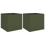 Voir la diapositive 2 : VIDAXL Jardinieres 2 pcs vert olive 49x47x46 cm acier