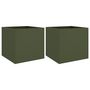 Voir la diapositive 2 : VIDAXL Jardinieres 2 pcs vert olive 49x47x46 cm acier