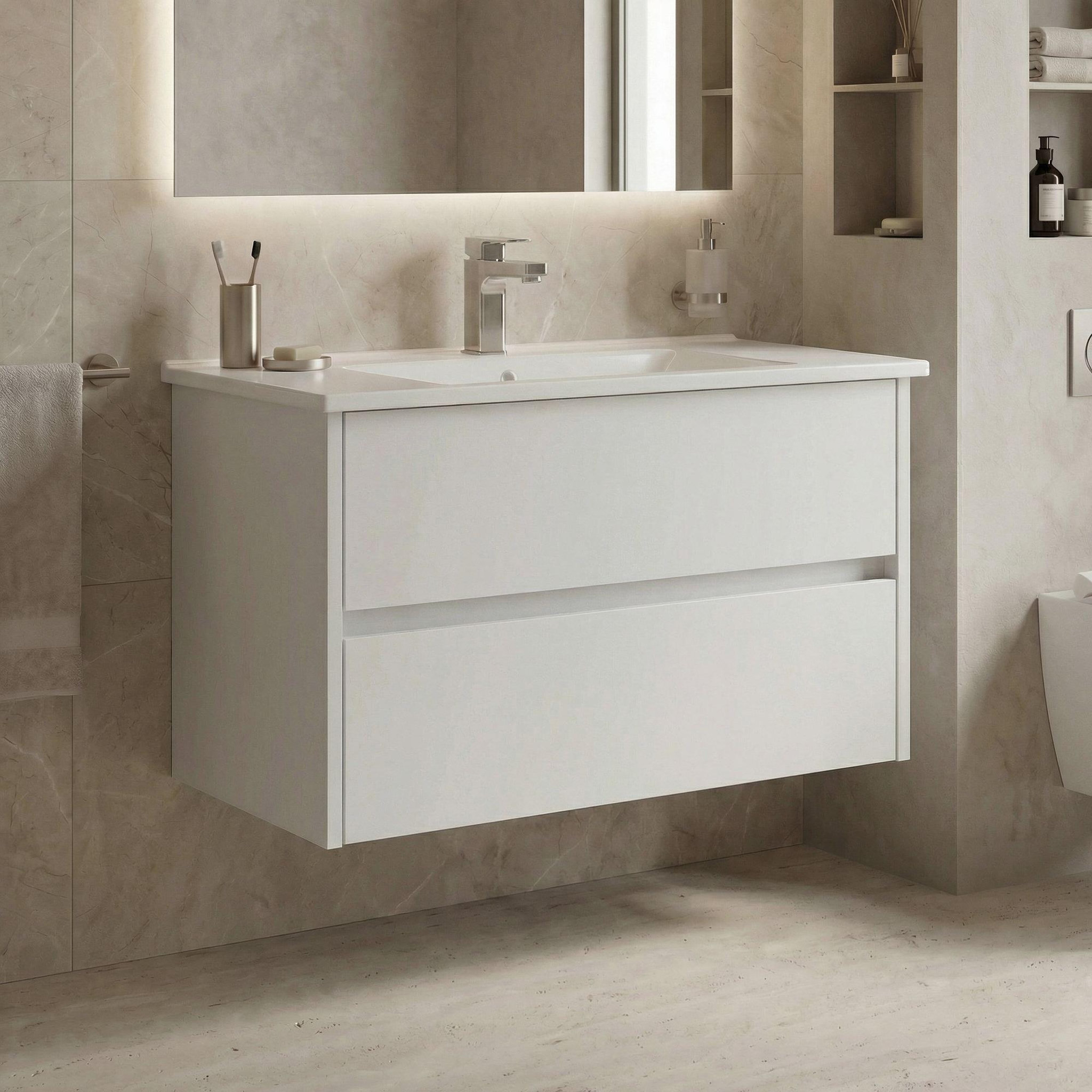 Voir la diapositive 2 : Habitat et Jardin Meuble Vasque  Side 85 v2  - 85 x 45 x 52 cm - Matte White