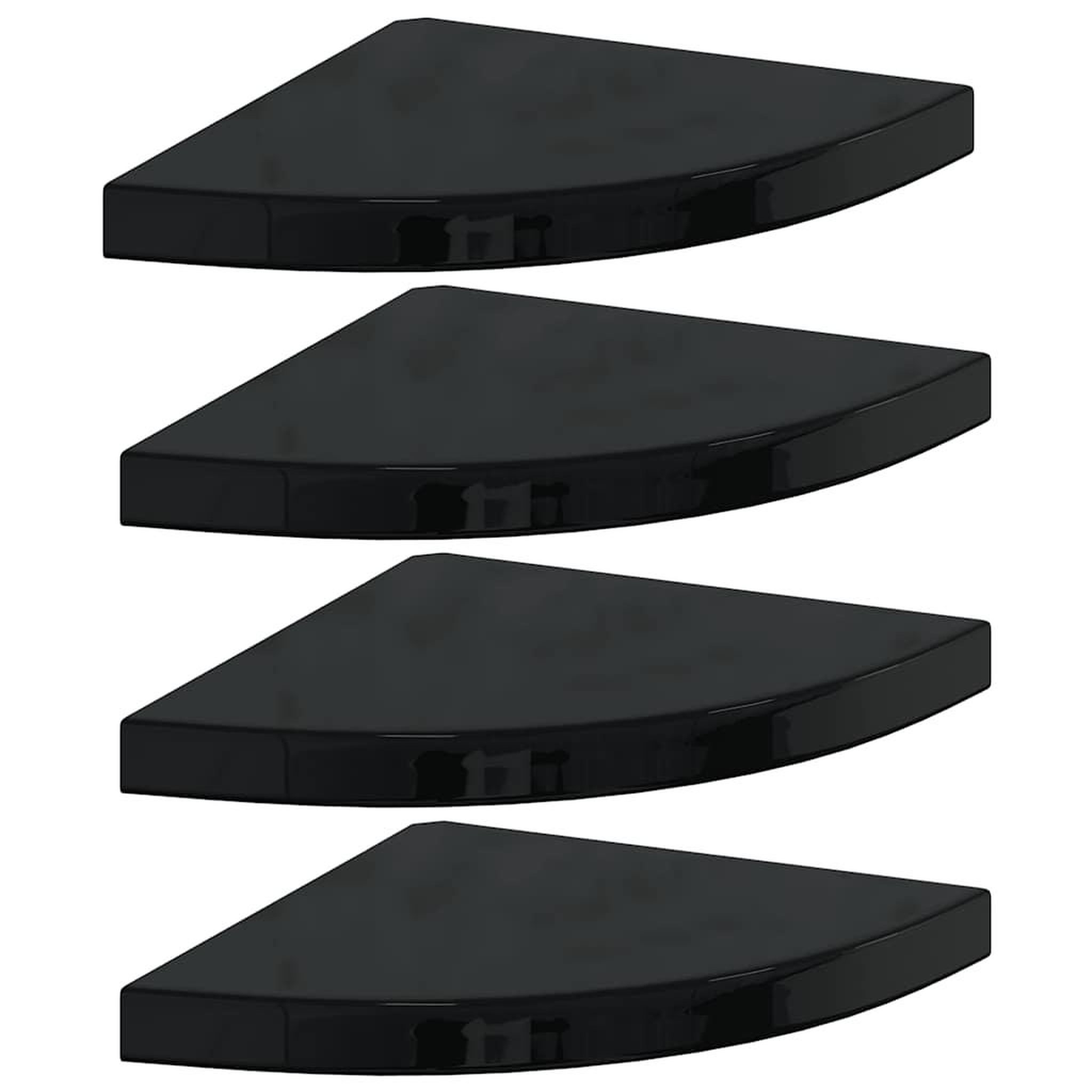Voir la diapositive 2 : VIDAXL Etageres d'angle flottantes 4 pcs noir brillant 35x35x3,8cm MDF