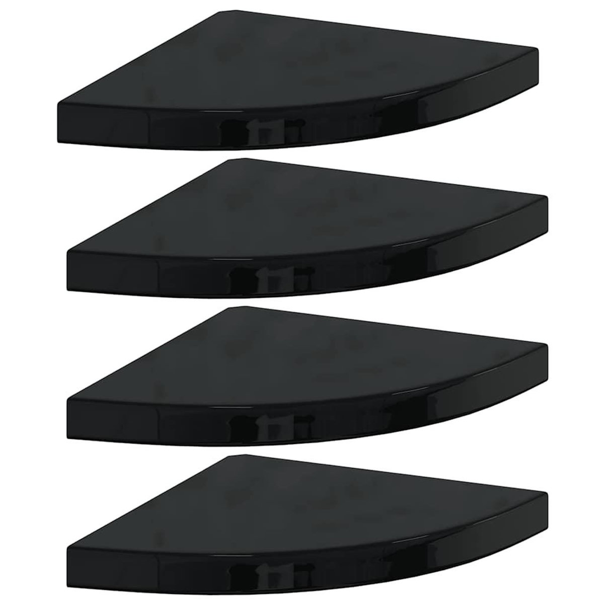 VIDAXL Etageres d'angle flottantes 4 pcs noir brillant 35x35x3,8cm MDF