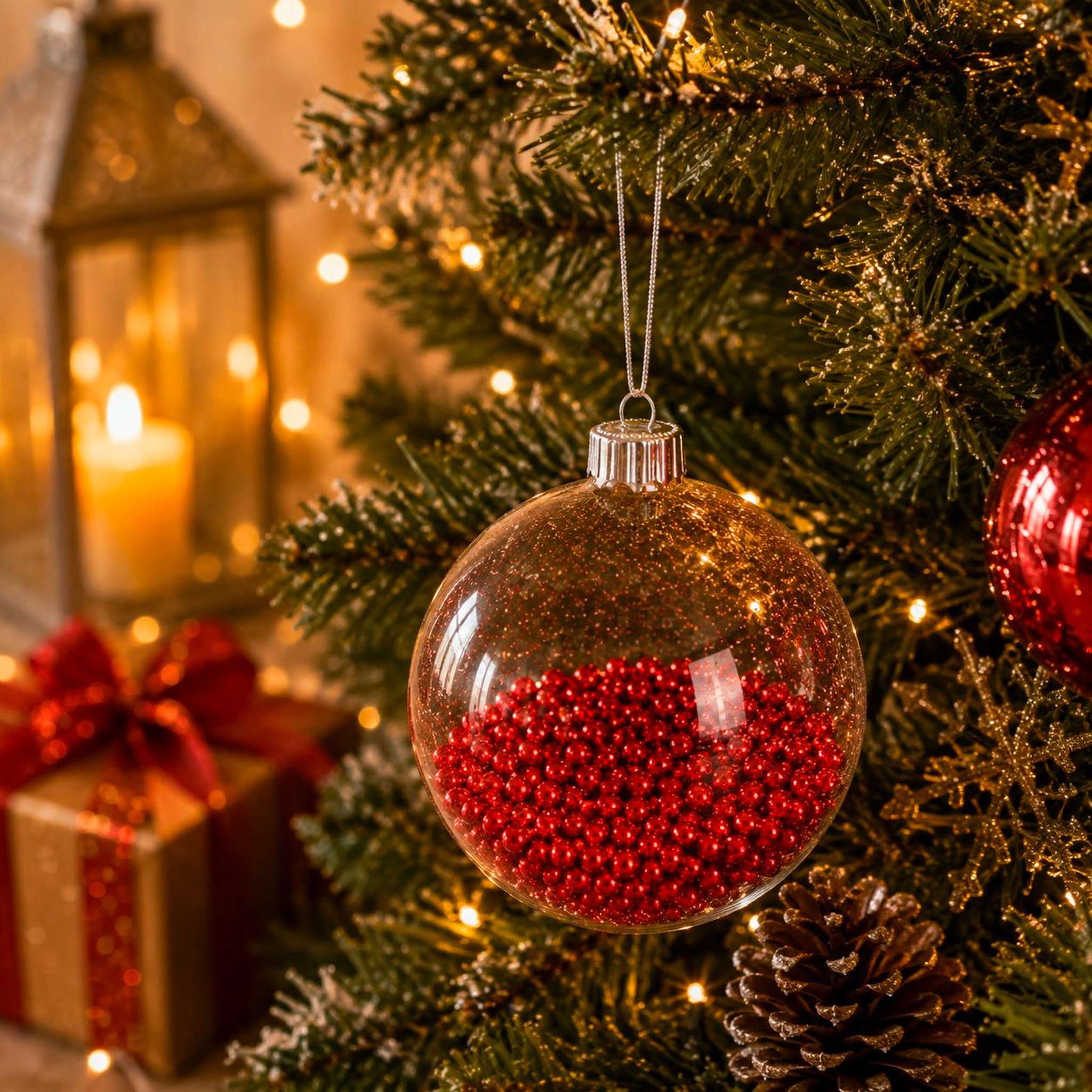 Voir la diapositive 2 : Eden Boule de noël transparente avec billes