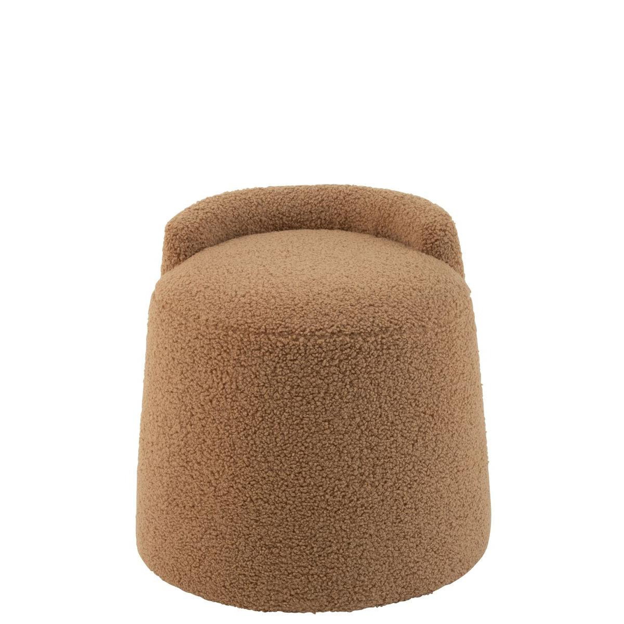 Voir la diapositive 2 : J-LINE Pouf design bouclette  teddy  40cm camel