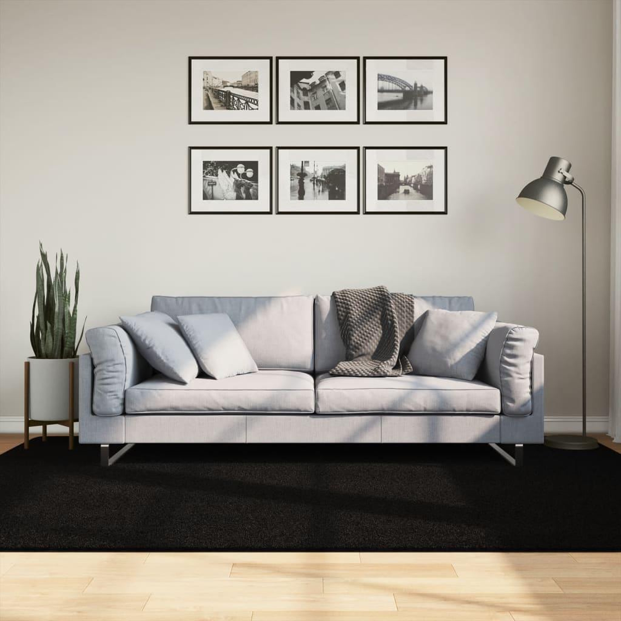 VIDAXL Tapis HUARTE a poils courts doux et lavable noir 160x230 cm
