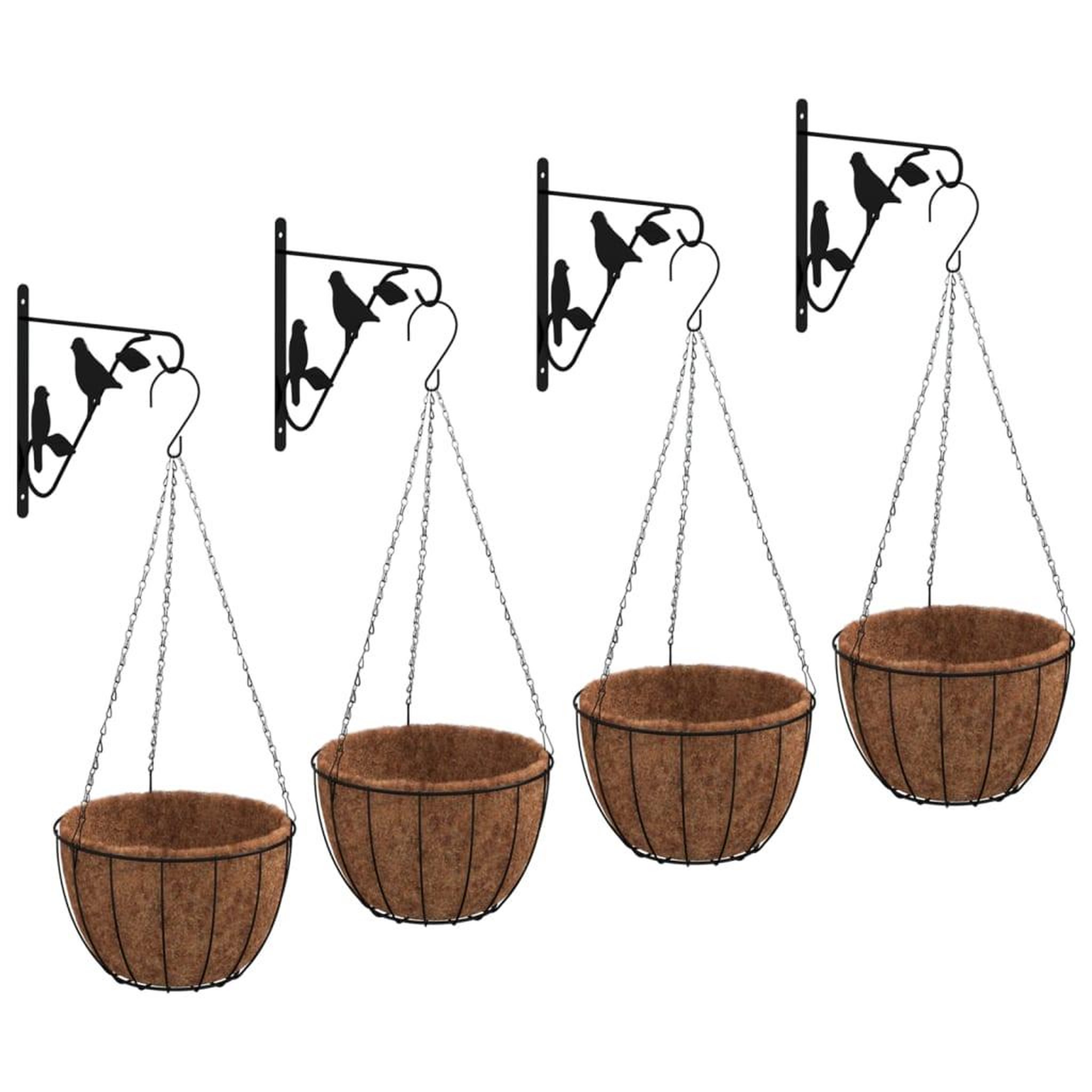 Voir la diapositive 2 : VIDAXL Supports de panier suspendu avec jardinieres 4 pcs noir acier