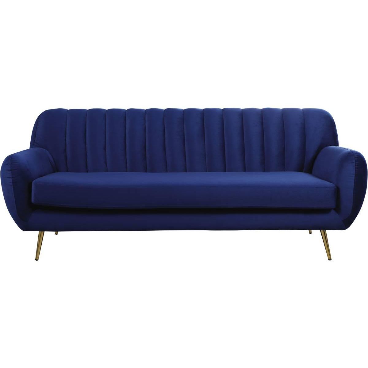 Habitat et Jardin Canapé fixe en velours  Evans  - 195 x 84 x 82 cm - 3 places - Bleu foncé