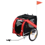 PAWHUT Remorque vélo pour chien animaux pliable 8 réflecteurs drapeau barre attelage inclus acier polyester imperméable max. 30 Kg 130L x 73l x 90H cm rouge