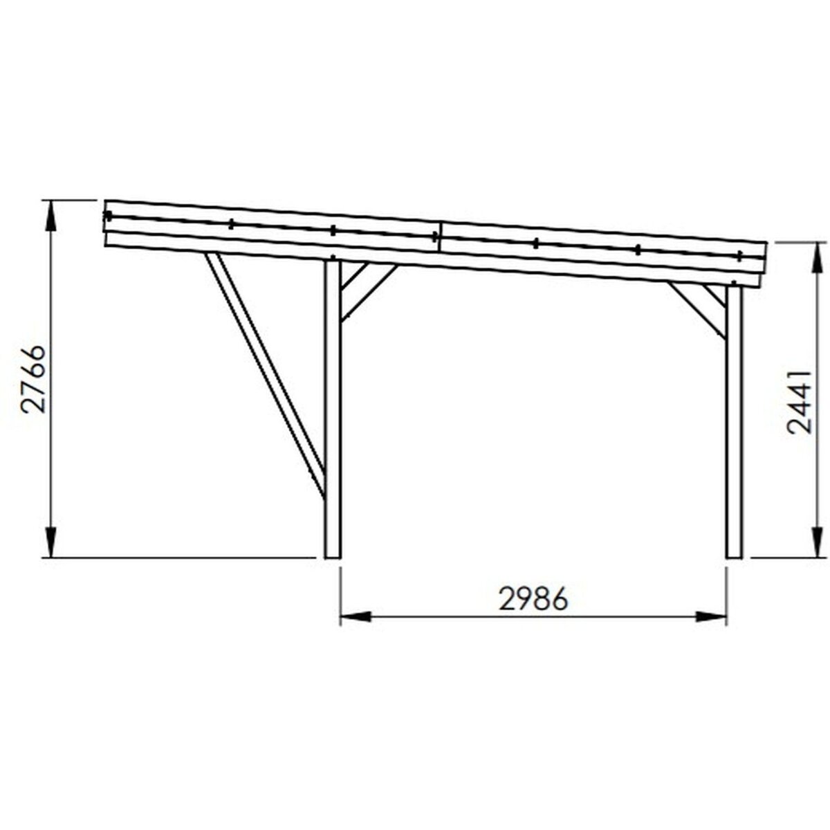 Forest Style Carport toit plat - Bois traité autoclave - 2 voitures - 30,9 m² - VICTOR DESIGN