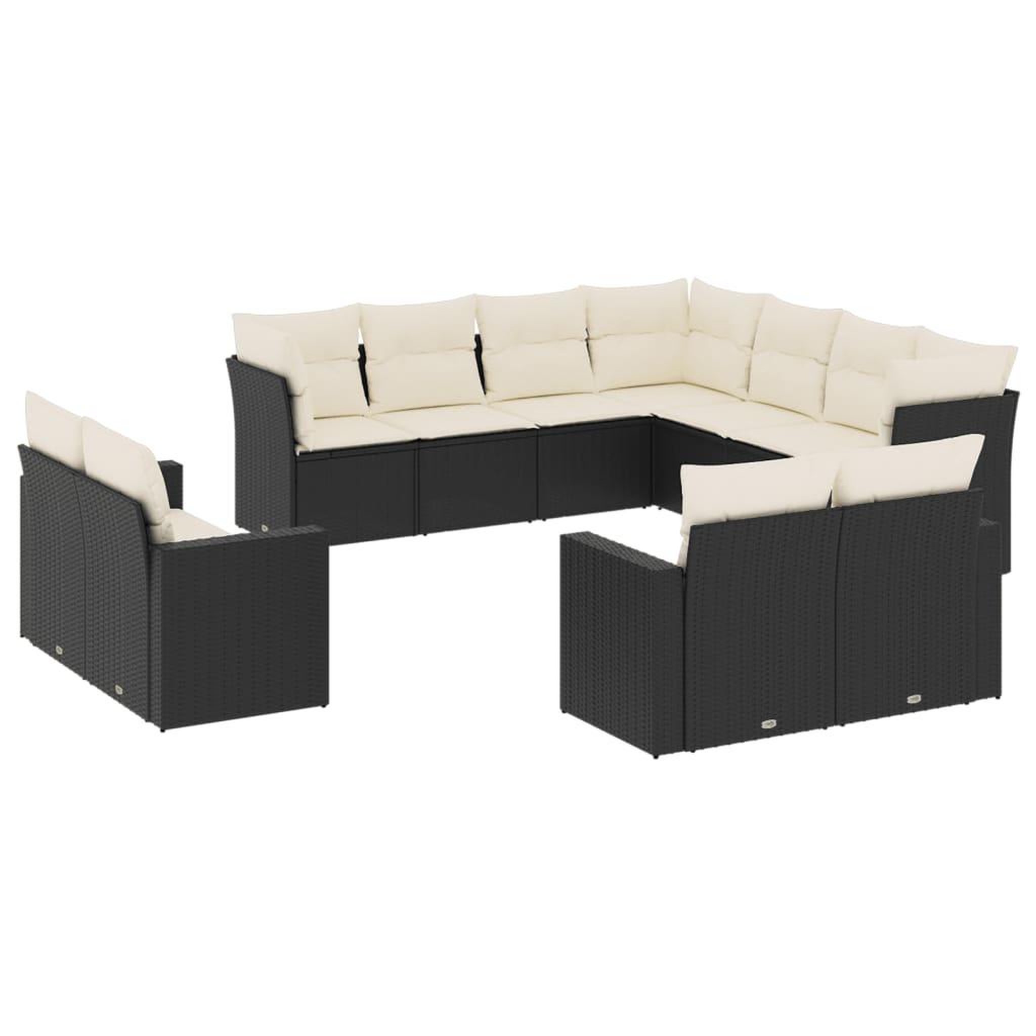 Voir la diapositive 2 : VIDAXL Salon de jardin 11 pcs avec coussins noir resine tressee