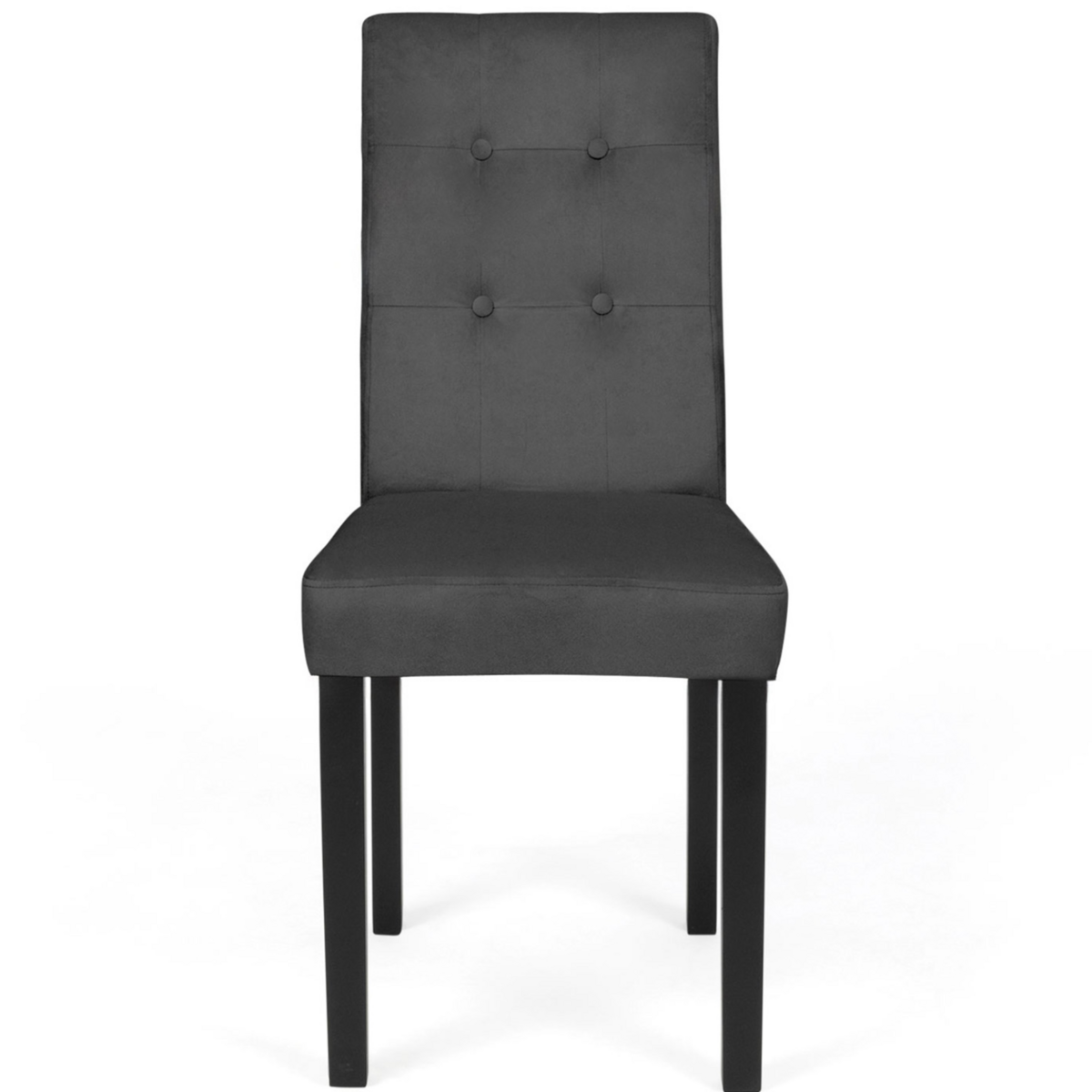 ID MARKET Lot de 4 chaises POLGA capitonnées en velours gris pieds noirs