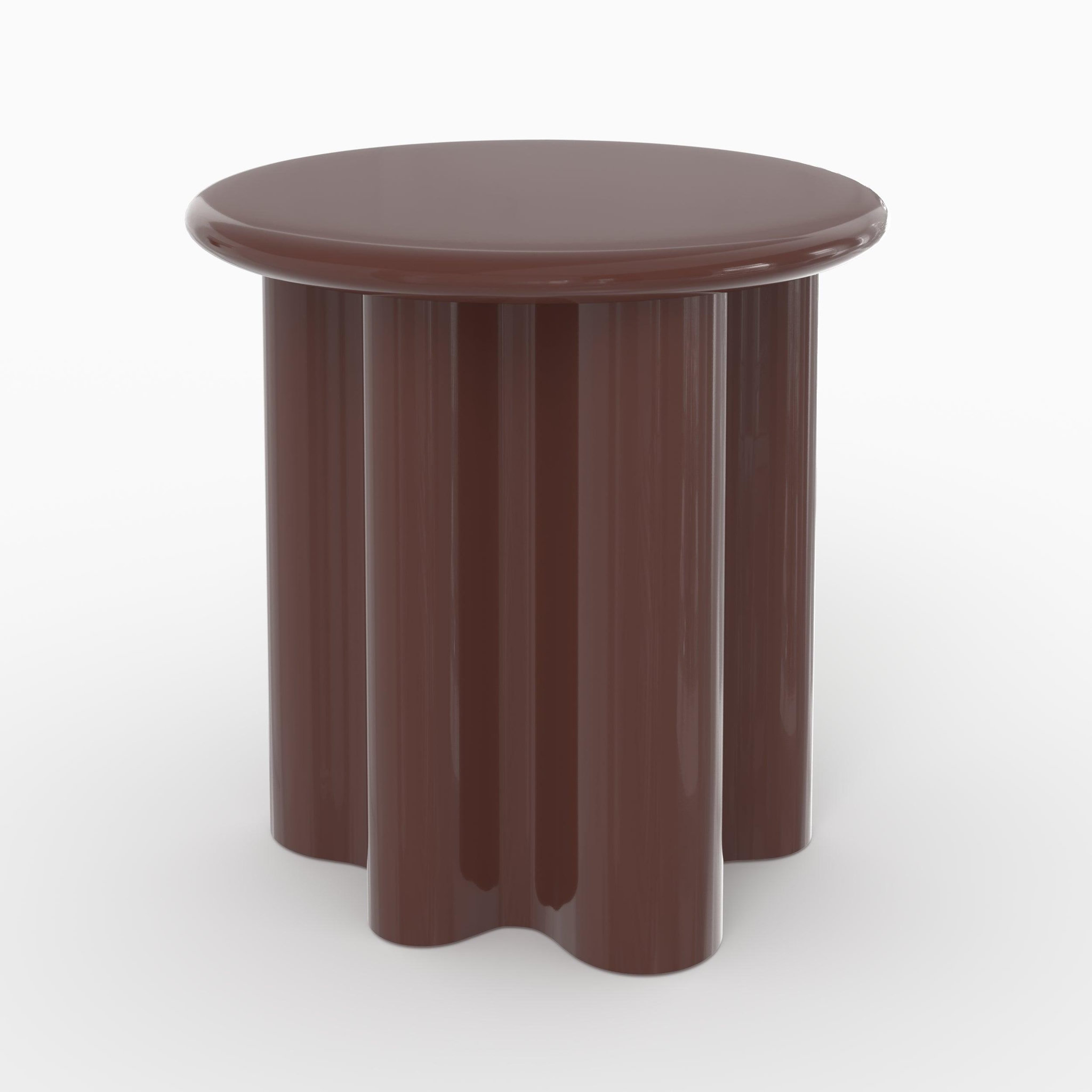 MAISON PAVANE Table d'appoint laquée rouge lie de vin, d50 cm-olya