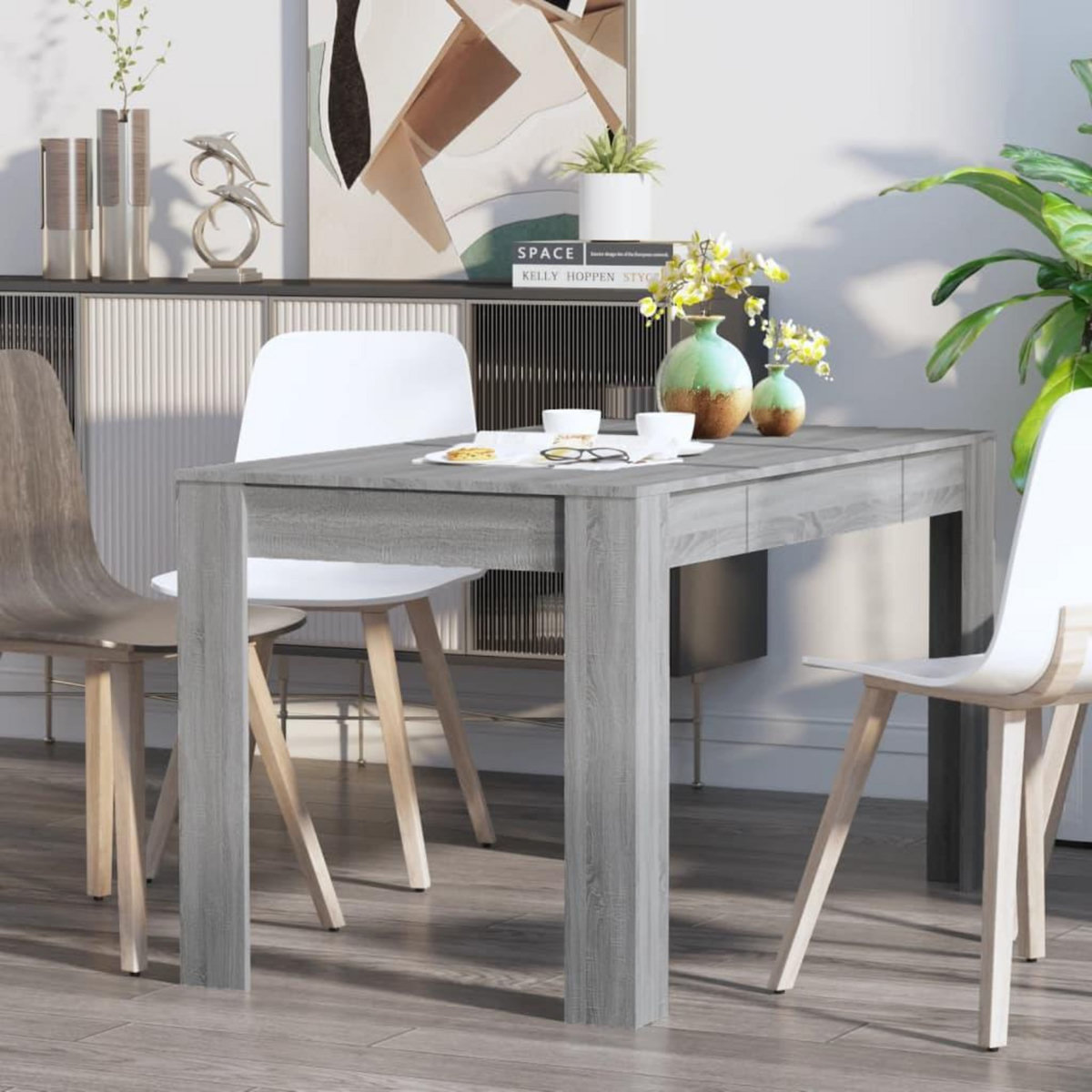 VIDAXL Table a dîner Sonoma gris 140x74,5x76 cm Bois d'ingenierie